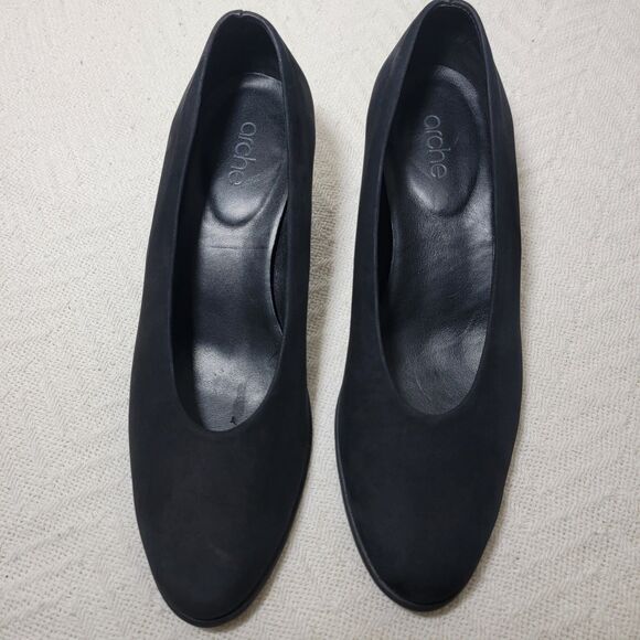 Arche France Musaby Escarpin Black Nubuck Pumps Heels Slip On EU 38 US 7 40911 - Picture 2 of 16